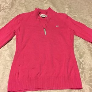 Vineyard Vines hot pink quarter zip sweater